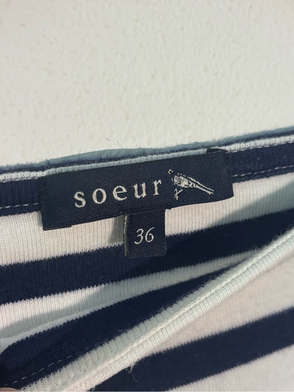Soeur Paris Katy Navy Blue White Breton Stripe Cotton Long Sleeve Shirt EU36/US4 - Picture 6 of 12